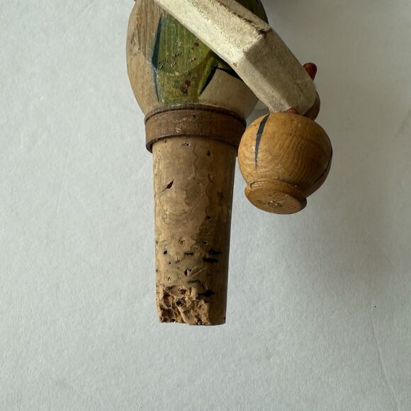 Vintage ANRI Hand Carved Man with Wine Bottle Mechanical Wooden Bottle Stopper - Picture 9 of 14